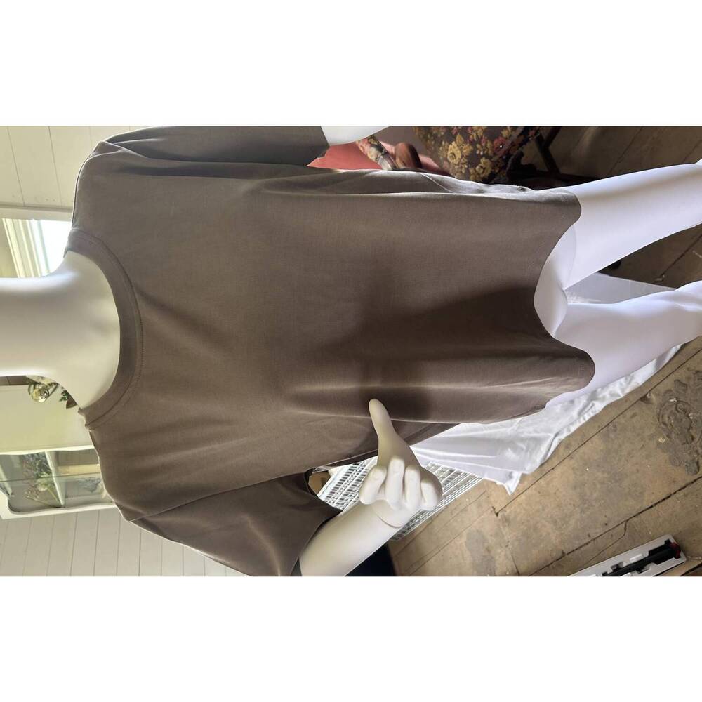 NEW ELLE GREY women's high low short sleeve top in mocha